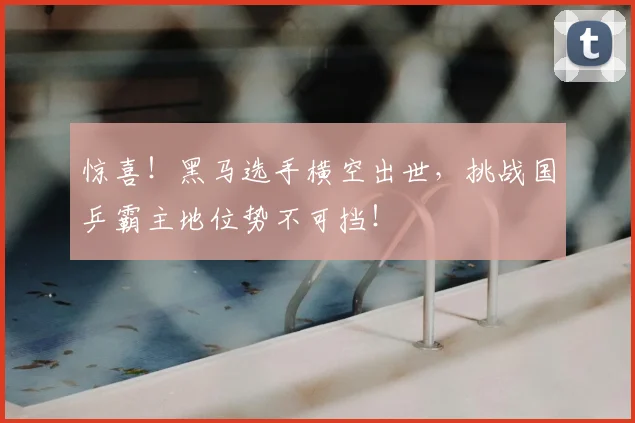 惊喜！黑马选手横空出世，挑战国乒霸主地位势不可挡！